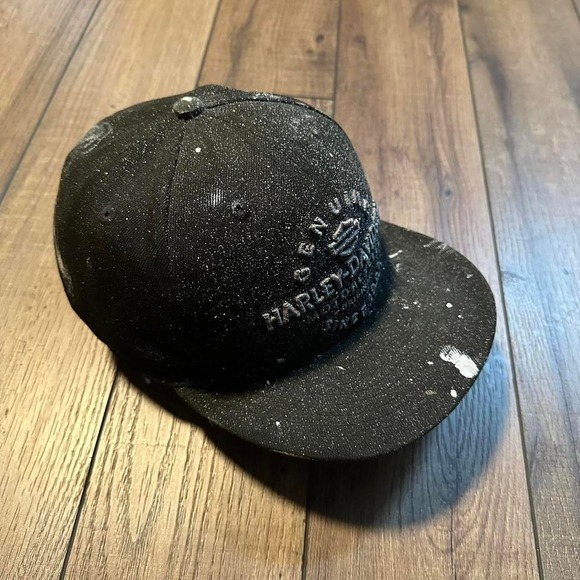 New era X Harley Davidson black paint‎ splattered snapback hat - Picture 3 of 8